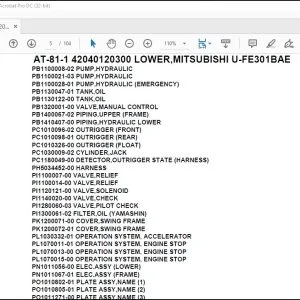Tadano Crane AT-81-1 42040120300 LOWER,MITSUBISHI U-FE301BAE Parts Catalog Manual - PDF DOWNLOAD