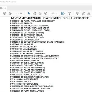 Tadano Crane AT-81-1 42040120400 LOWER,MITSUBISHI U-FE305BFE Parts Catalog Manual - PDF DOWNLOAD