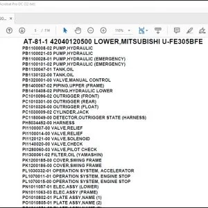 Tadano Crane AT-81-1 42040120500 LOWER,MITSUBISHI U-FE305BFE Parts Catalog Manual - PDF DOWNLOAD