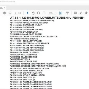 Tadano Crane AT-81-1 42040120700 LOWER,MITSUBISHI U-FE516B1 Parts Catalog Manual - PDF DOWNLOAD
