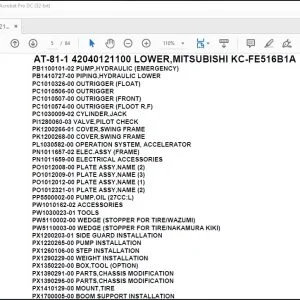 Tadano Crane AT-81-1 42040121100 LOWER,MITSUBISHI KC-FE516B1A Parts Catalog Manual - PDF DOWNLOAD