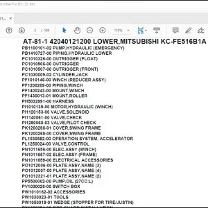 Tadano Crane AT-81-1 42040121200 LOWER,MITSUBISHI KC-FE516B1A Parts Catalog Manual - PDF DOWNLOAD
