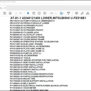 Tadano Crane AT-81-1 42040121400 LOWER,MITSUBISHI U-FE516B1 Spare Parts Catalog Manual - PDF DOWNLOAD