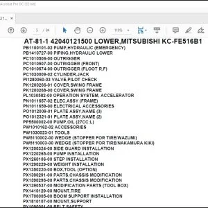 Tadano Crane AT-81-1 42040121500 LOWER,MITSUBISHI KC-FE516B1 Parts Catalog Manual - PDF DOWNLOAD