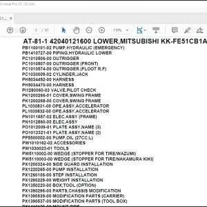Tadano Crane AT-81-1 42040121600 LOWER,MITSUBISHI KK-FE51CB1A Parts Catalog Manual - PDF DOWNLOAD
