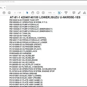 Tadano Crane AT-81-1 42040140100 LOWER,ISUZU U-NKR55E-1ES Spare Parts Catalog Manual - PDF DOWNLOAD