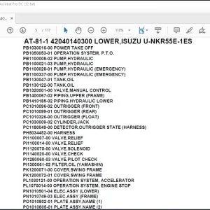 Tadano Crane AT-81-1 42040140300 LOWER,ISUZU U-NKR55E-1ES Spare Parts Catalog Manual - PDF DOWNLOAD