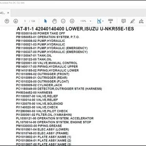 Tadano Crane AT-81-1 42040140400 LOWER,ISUZU U-NKR55E-1ES Spare Parts Catalog Manual - PDF DOWNLOAD