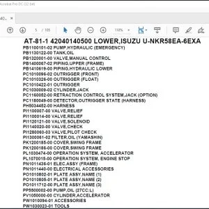Tadano Crane AT-81-1 42040140500 LOWER,ISUZU U-NKR58EA-6EXA Parts Catalog Manual - PDF DOWNLOAD