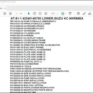 Tadano Crane AT-81-1 42040140700 LOWER,ISUZU KC-NKR66EA Spare Parts Catalog Manual - PDF DOWNLOAD