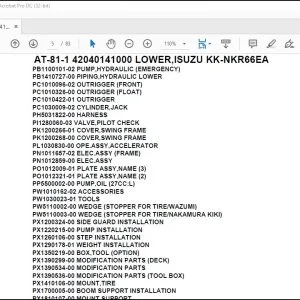 Tadano Crane AT-81-1 42040141000 LOWER,ISUZU KK-NKR66EA Spare Parts Catalog Manual - PDF DOWNLOAD