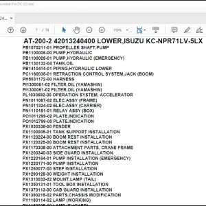 Tadano CraneAT-200-2 42013240400 LOWER,ISUZU KC-NPR71LV-5LX Parts Catalog Manual - PDF DOWNLOAD