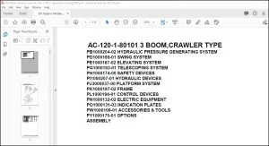 Tadano Mobile Crane AC-120-1-80101 3 Boom Crawler Type Spare Parts Catalog Manual - PDF DOWNLOAD