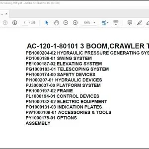 Tadano Mobile Crane AC-120-1-80101 3 Boom Crawler Type Spare Parts Catalog Manual - PDF DOWNLOAD