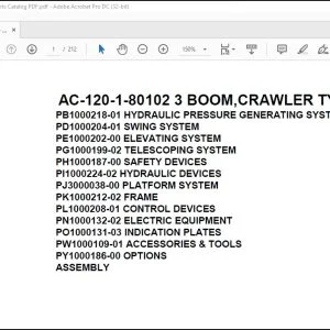 Tadano Mobile Crane AC-120-1-80102 3 Boom Crawler Type Spare Parts Catalog Manual - PDF DOWNLOAD