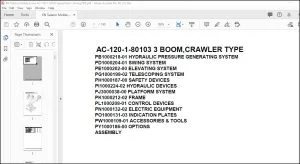 Tadano Mobile Crane AC-120-1-80103 3 Boom Crawler Type Spare Parts Catalog Manual - PDF DOWNLOAD