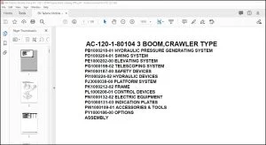 Tadano Mobile Crane AC-120-1-80104 3 Boom Crawler Type Spare Parts Catalog Manual - PDF DOWNLOAD