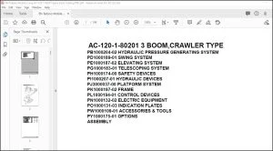 Tadano Mobile Crane AC-120-1-80201 3 Boom Crawler Type Spare Parts Catalog Manual - PDF DOWNLOAD