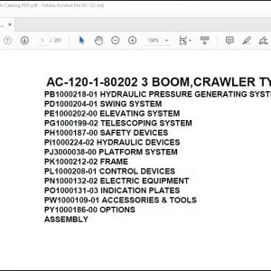 Tadano Mobile Crane AC-120-1-80202 3 Boom Crawler Type Spare Parts Catalog Manual - PDF DOWNLOAD
