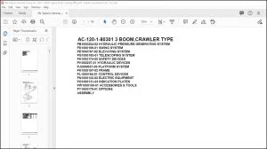 Tadano Mobile Crane AC-120-1-80301 Boom Crawler Type Spare Parts Catalog Manual - PDF DOWNLOAD