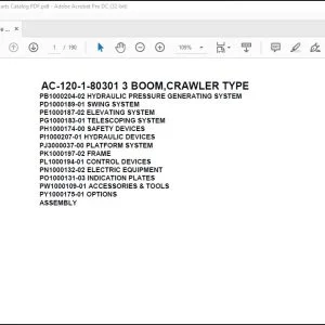 Tadano Mobile Crane AC-120-1-80301 Boom Crawler Type Spare Parts Catalog Manual - PDF DOWNLOAD