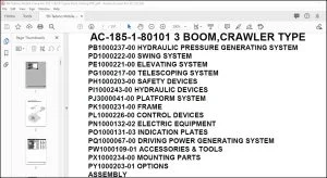 Tadano Mobile Crane AC-185-1-80101 3 Boom, Crawler Type Spare Parts Catalog Manual - PDF DOWNLOAD
