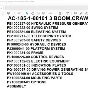 Tadano Mobile Crane AC-185-1-80101 3 Boom, Crawler Type Spare Parts Catalog Manual - PDF DOWNLOAD