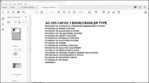 Tadano Mobile Crane AC-185-1-80102 3 Boom Crawler Type Spare Parts Catalog Manual - PDF DOWNLOAD