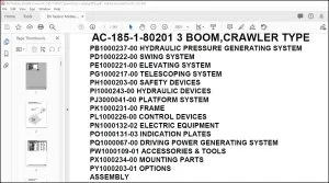 Tadano Mobile Crane AC-185-1-80201 3 Boom, Crawler Type Spare Parts Catalog Manual - PDF DOWNLOAD