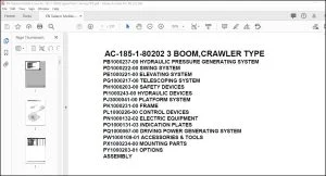 Tadano Mobile Crane AC-185-1-80202 3 Boom Crawler Type Spare Parts Catalog Manual - PDF DOWNLOAD