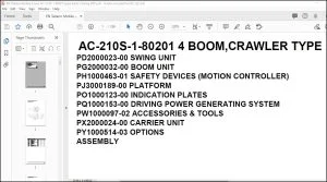 Tadano Mobile Crane AC-210S-1-80201 4 Boom, Crawler Type Spare Parts Catalog Manual - PDF DOWNLOAD