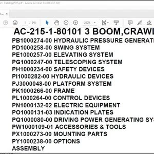 Tadano Mobile Crane AC-215-1-80101 3 Boom Crawler Type Spare Parts Catalog Manual - PDF DOWNLOAD