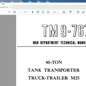 1944 War Department 40-TON Tank Transporter Truck Trailer M25 Technical Manual 9-767 - PDF DOWNLOAD