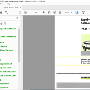 1970-1985 Range Rover Five Speed Manual Gearbox & Automatic Gearbox Repair Operation Manual - PDF DOWNLOAD