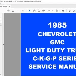 1985 Chevrolet GMC Light Truck C-K-G-P Series Service Manual ST 382-85 - PDF DOWNLOAD