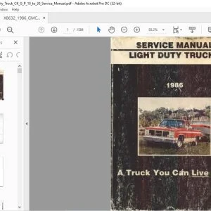 1986 GMC Light Duty Trucks C-K P-Truck & G-Van Service Manual X8632 - PDF DOWNLOAD