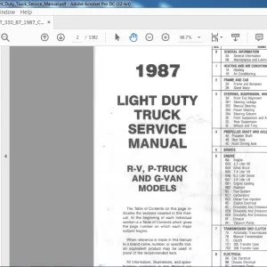 1987 Chevrolet R-V, P-Truck & G-van Light Duty Truck Service Manual - PDF DOWNLOAD