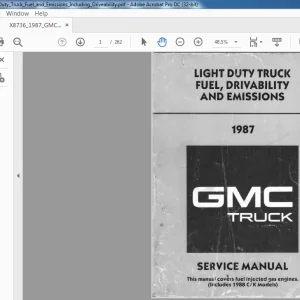1987 GMC Light Duty Truck Fuel Driveability & Emissions Service Manual X8736 - PDF DOWNLOAD