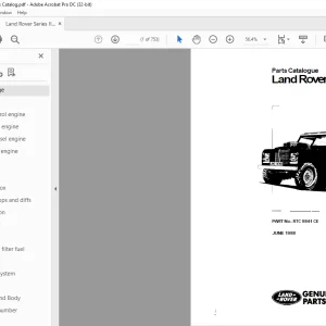 1988 Land Rover Series III 88, 109 & 109V8 Parts Catalogue Manual RTC9841CE  - PDF DOWNLOAD