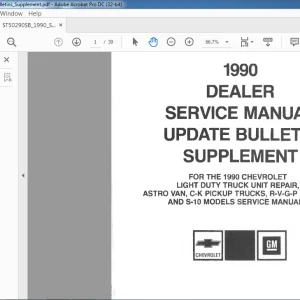 1990 Chevrolet Light Duty Truck Unit Bulletin Supplement R-V-G-P & S-10 Service Manual - PDF DOWNLOAD