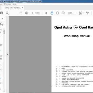 1995-1998 Holden Opel Astra & Opel Kadett Workshop Manual - PDF DOWNLOAD