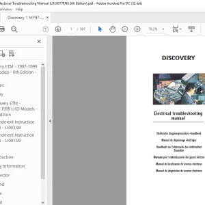 1997-1999 Land Rover Discovery Electrical Troubleshooting Manual LRL0077ENX - PDF DOWNLOAD