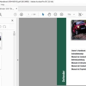 1998 Land Rover Defender 90 110 130 Owner’s Handbook Manual VDH100510 - PDF DOWNLOAD