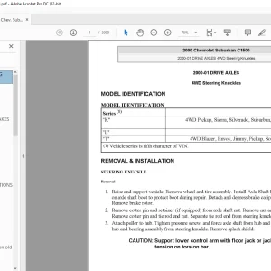 2000 Chevrolet Suburban C1500 4WD Steering Knuckles Service Manual  - PDF DOWNLOAD