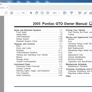 2005 Pontiac GTO Owner Manual - PDF DOWNLOAD