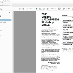 2006 Mazda6 MazdaSpeed6 Workshop Manual - PDF DOWNLOAD