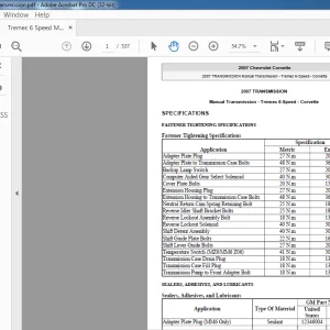 2007 Chevrolet Corvette Tremec 6-Speed Transmission Manual - PDF DOWNLOAD