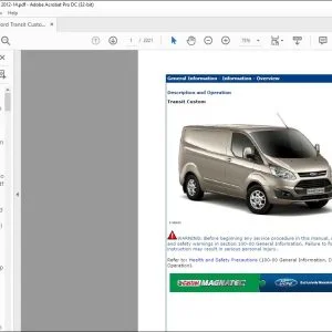 2012-2014 Ford Transit Custom 2.0L Service Manual - PDF DOWNLOAD