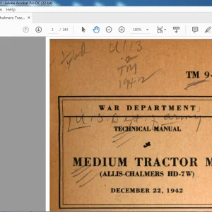 Allis-Chalmers HD-7W Medium Tractor M1 Technical Manual 9-783B - PDF DOWNLOAD