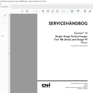 CNH Cursor® 13 Single Stage Turbocharger Tier 4B (final) & Stage IV Motor SERVICEHÅNDBOG 47869982 - PDF DOWNLOAD